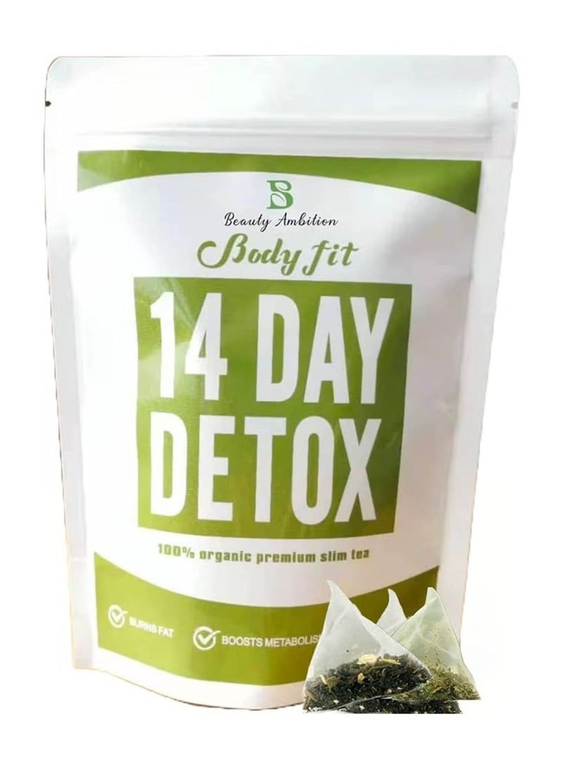 BEAUTY AMBITION Body Fit 14 Day Detox Tea | Herbal Lifestyle Tea | Green Tea & Botanical Blend | Tea Bags - Image 1
